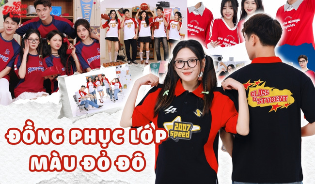 Gạo House may áo đồng phục lớp màu đỏ đô