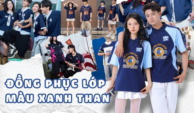Gạo House may áo đồng phục lớp màu xanh than