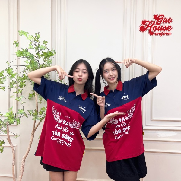 in áo đồng phục lớp màu đỏ