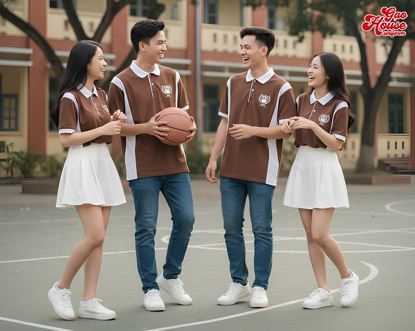in áo lớp màu nâu đất