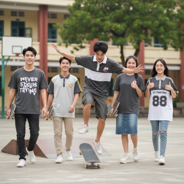 in áo lớp màu xám