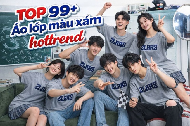 Mẫu áo đồng phục lớp màu xám