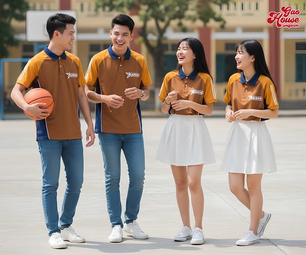 mẫu áo lớp màu nâu