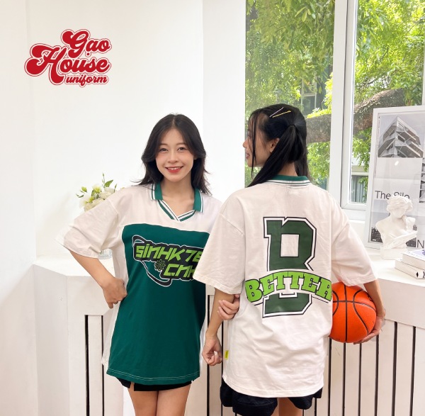 may áo lớp màu be