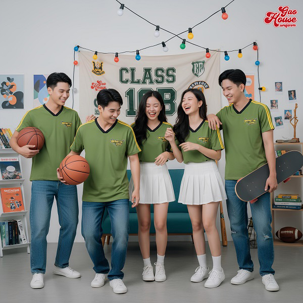 mua áo đồng phục lớp màu xanh rêu