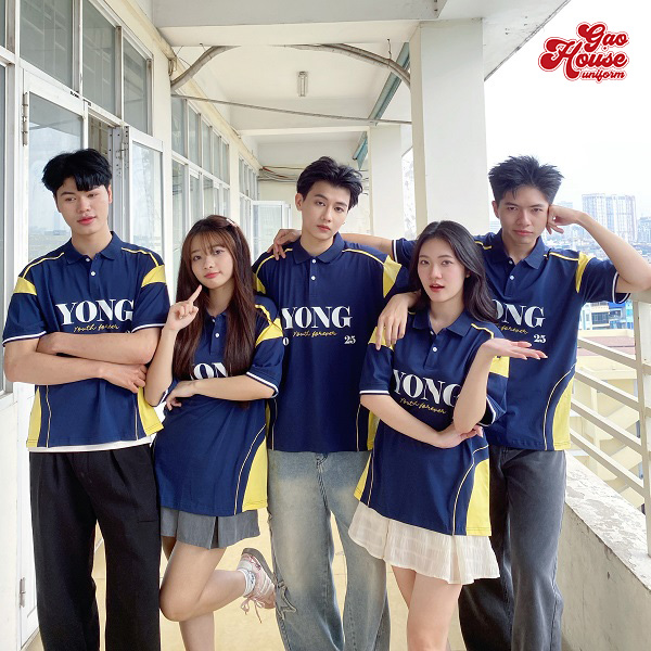 áo lớp màu xanh phối vàng yong youth forever