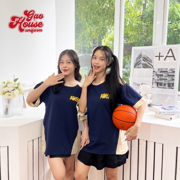 áo phông đồng phục lớp màu xanh than đẹp
