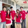 đồng phục lớp màu đỏ phối sườn trắng