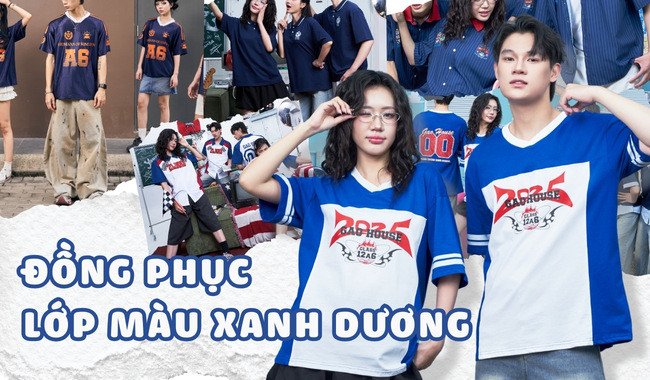 Gạo House may áo đồng phục lớp màu xanh dương