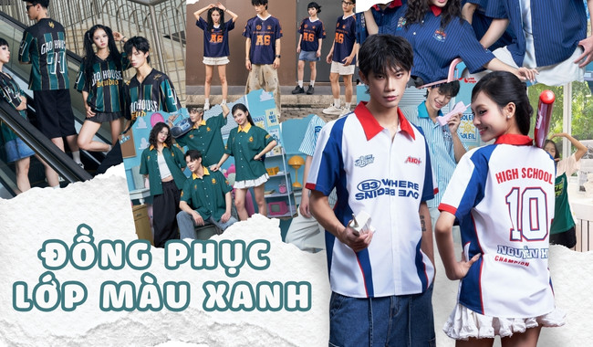 Gạo House may áo đồng phục lớp màu xanh