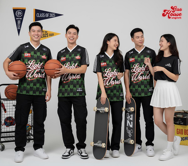 in áo đồng phục lớp màu xanh lá