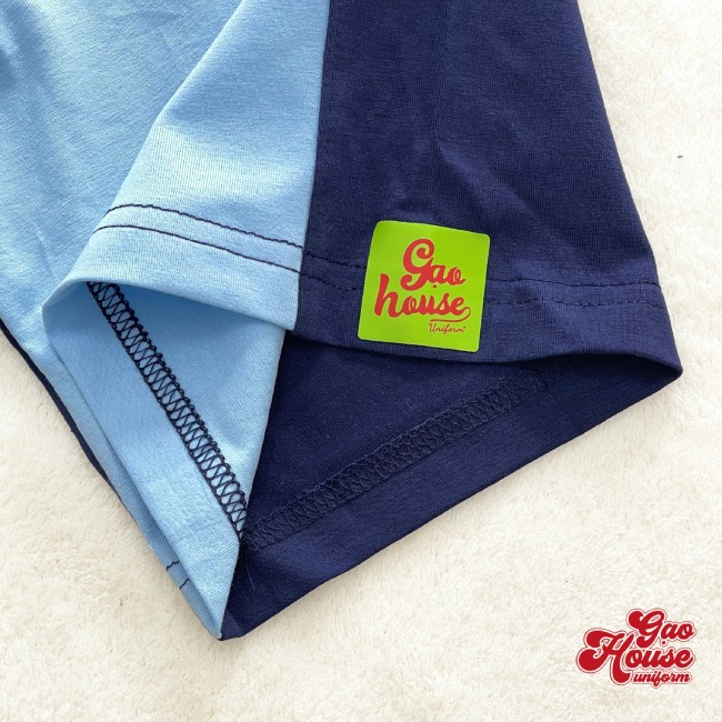 Vải Cotton may áo lớp màu xanh dương