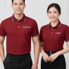 áo doanh nghiệp màu đỏ phối cổ line trắng