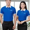 áo doanh nghiệp màu xanh dương phối cổ trắng