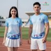áo nhóm 3d màu xanh trắng in họa tiết runner