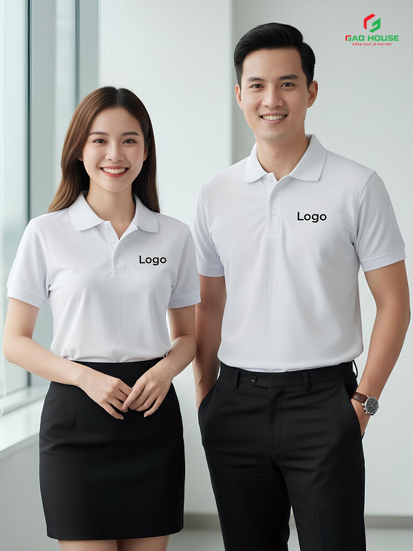 áo polo đồng phục doanh nghiệp màu trắng