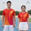áo thun nhóm 3d màu đỏ phối cam gradient