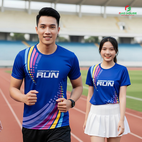 đồng phục áo phông nhóm 3d màu xanh dương