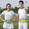 đồng phục nhóm 3d màu trắng phối xanh vàng