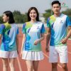 đồng phục nhóm 3d màu trắng xanh gradient