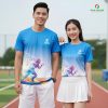 đồng phục nhóm 3d màu xanh phối trắng gradient