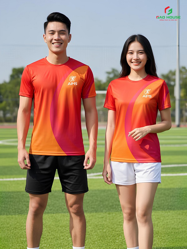 áo 3d thể thao màu đỏ cổ tròn