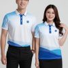 áo đồng phục 3d màu trắng phối xanh