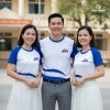 áo đồng phục họp lớp 20 năm màu trắng xanh dương
