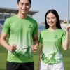 áo đồng phục thể thao 3d màu xanh lá phối trắng