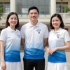 áo họp lớp 15 năm màu trắng xanh