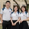 áo họp lớp màu trắng phối vai xanh