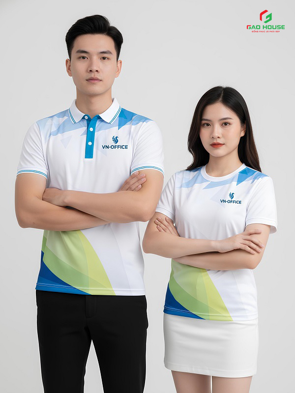 áo phông 3d màu trắng phối xanh