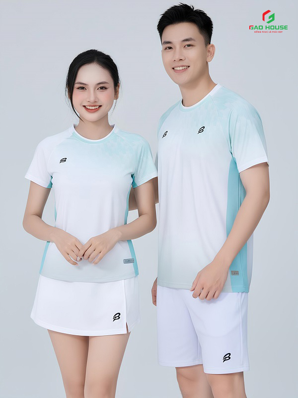 áo phông 3d thể thao cổ tròn màu trắng xanh ngọc