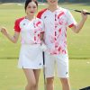 áo phông 3d thể thao màu trắng phối đỏ
