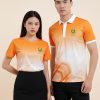 áo polo 3d màu cam phối trắng