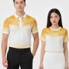 áo polo 3d màu trắng phối vàng
