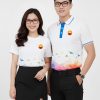 áo thun 3d cổ bẻ màu trắng phối họa tiết