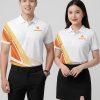 áo thun 3d công ty màu trắng phối cam