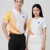 đồng phục 3d cổ bẻ màu trắng phối xanh
