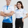 đồng phục 3d cổ bẻ màu trắng xanh