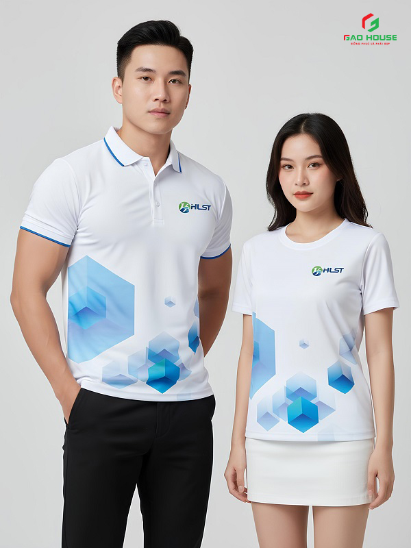 đồng phục 3d màu trắng xanh