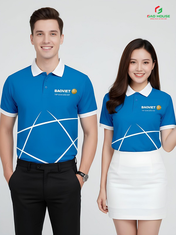 đồng phục áo phông 3d màu xanh trắng