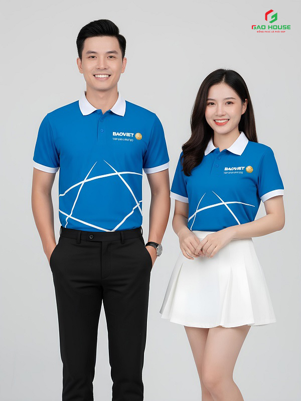 đồng phục áo phông 3d màu xanh trắng
