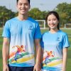 đồng phục áo thun thể thao 3d màu xanh da trời