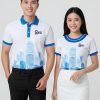 đồng phục doanh nghiệp 3d màu trắng xanh
