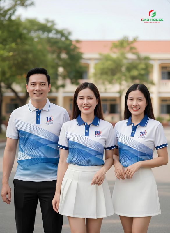 đồng phục họp lớp 10 năm màu trắng xanh