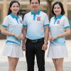 đồng phục họp lớp 3d màu trắng phối xanh