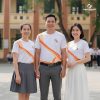 đồng phục họp lớp màu trắng phối cam