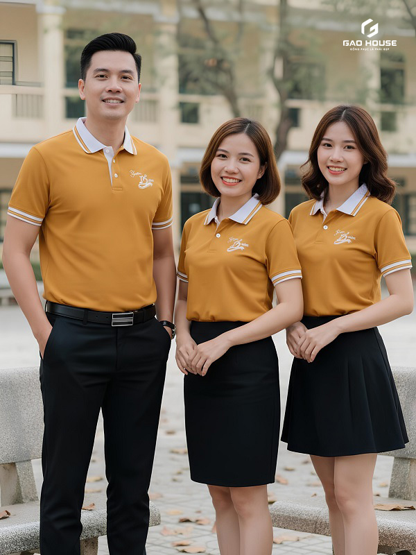 Thiết kế áo đồng phục màu vàng cam năng lượng, nhiệt huyết