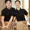 đồng phục nhà hàng màu đen phối bo tay